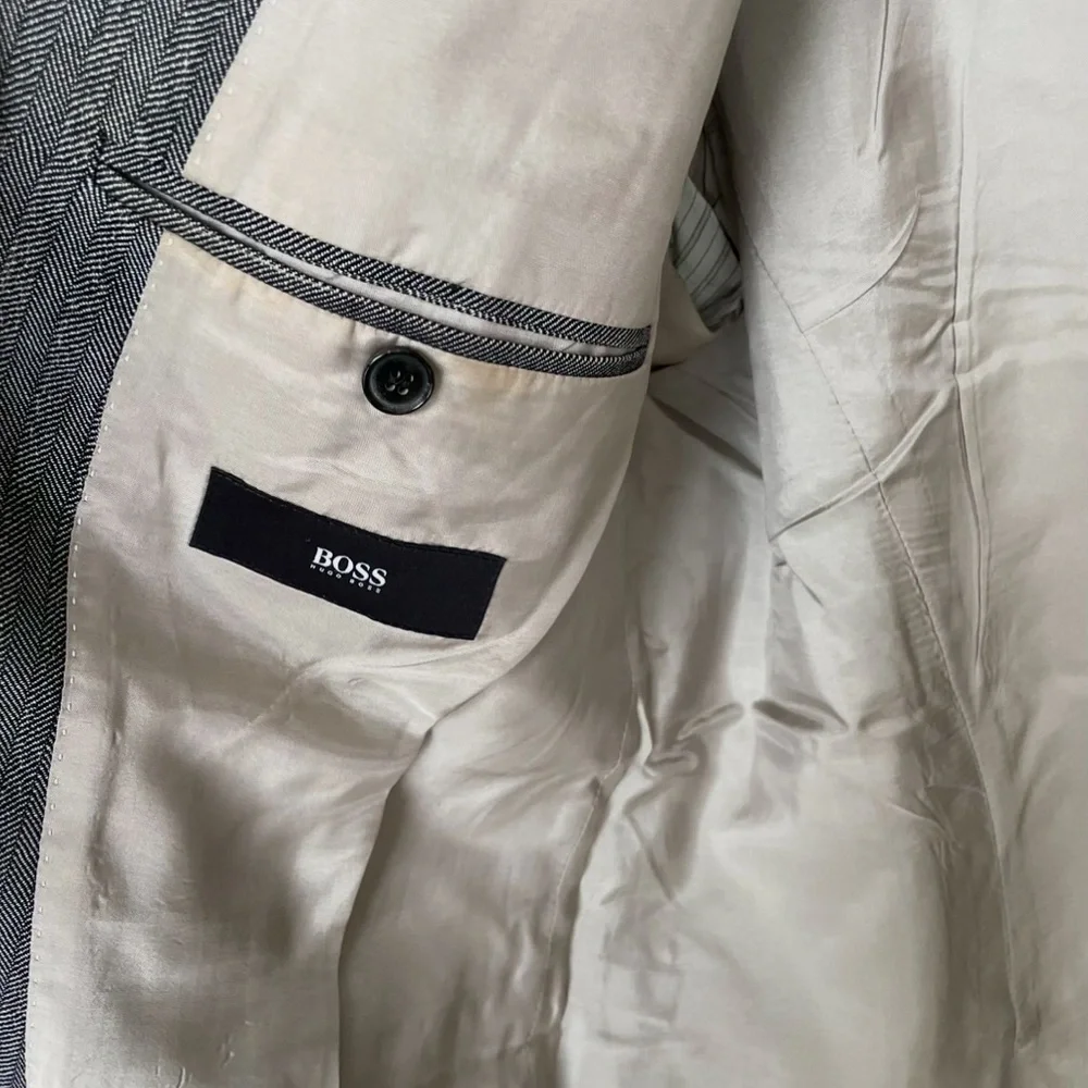 HUGO BOSS Men’s Wool Blazer Jacket Sport Coat Black White 42R